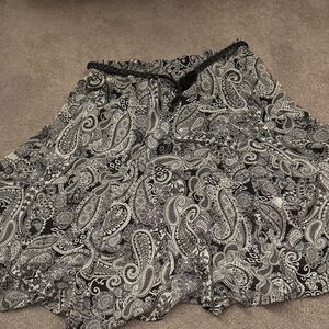Lapis Black and White Paisley Midi Skirt